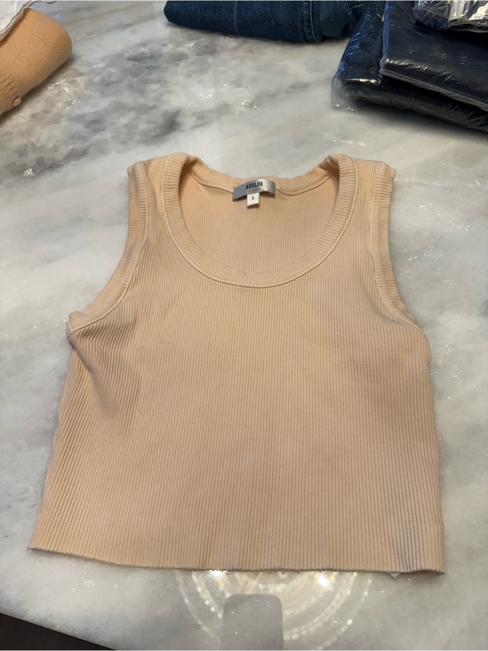 Agolde Ribbed Tank Top - Cream